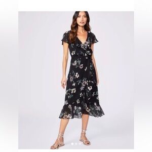 PAIGE Palisades Black Floral Midi Dress